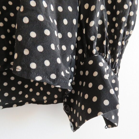 RIXO Lila 100% Silk Polka Dot Floral Embroidered Bib Collar Blouse Cottage Sz S - Picture 6 of 16